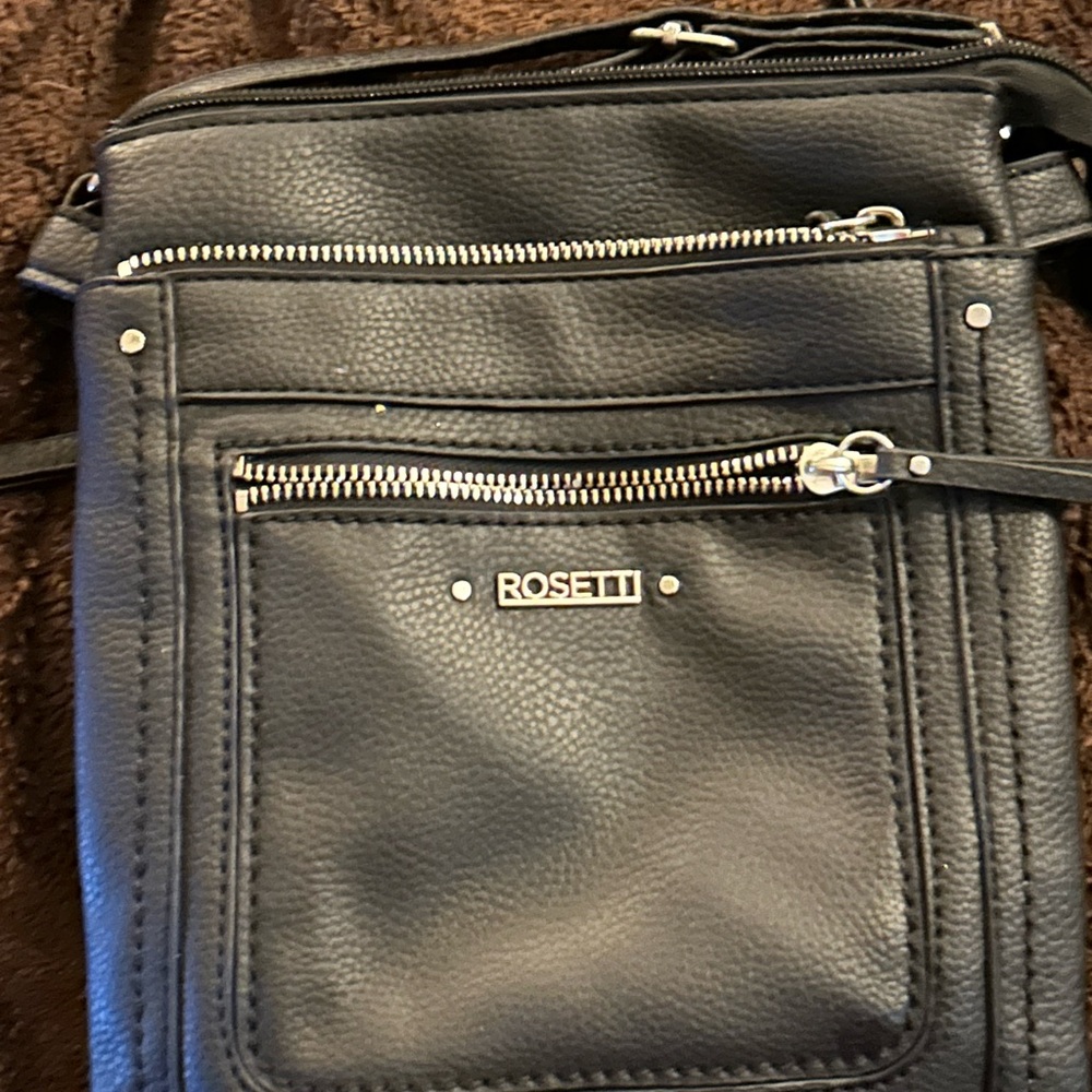 Rosetti Black Leather Messenger Bag